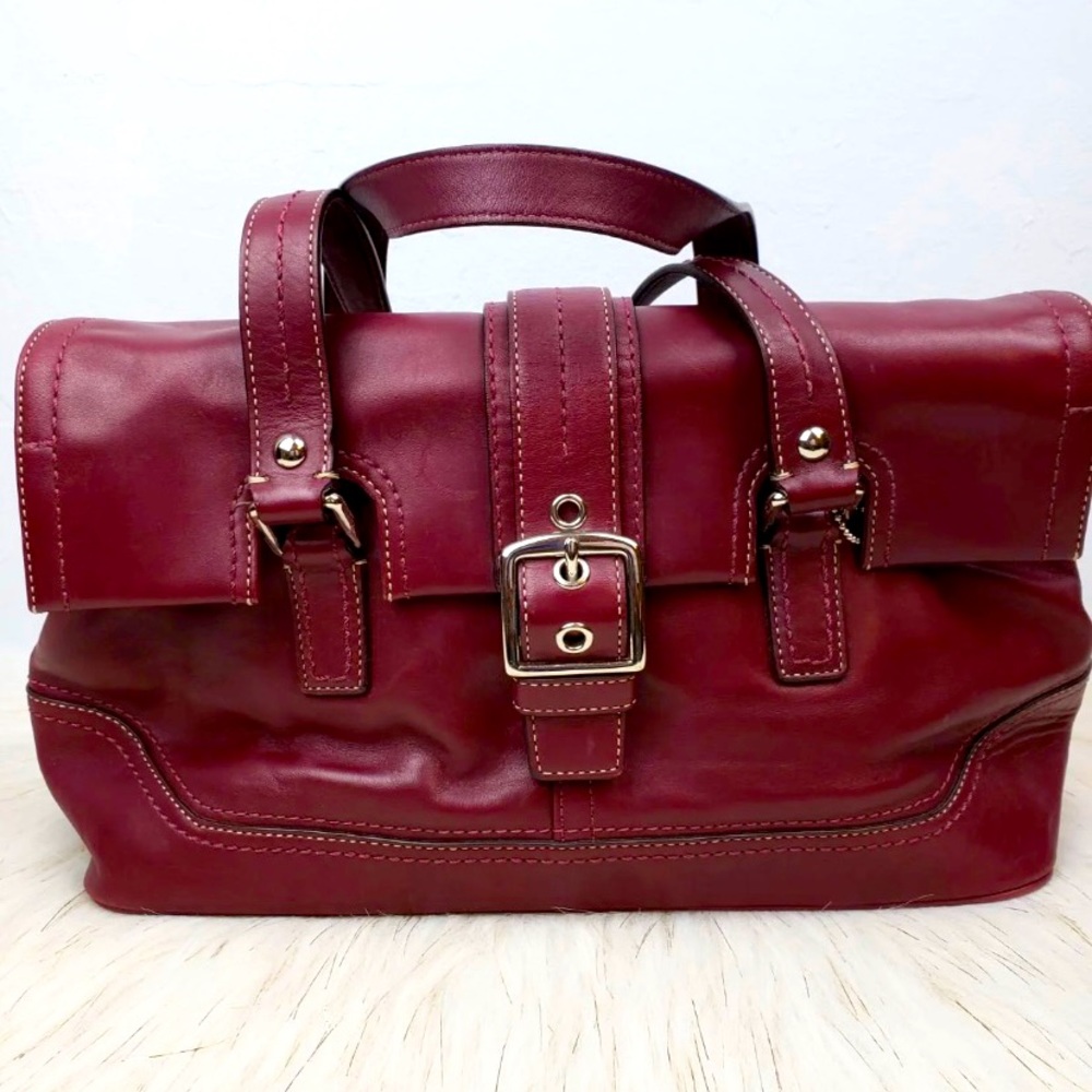 Coach Hamilton Satchel Handbag Burgundy F12604